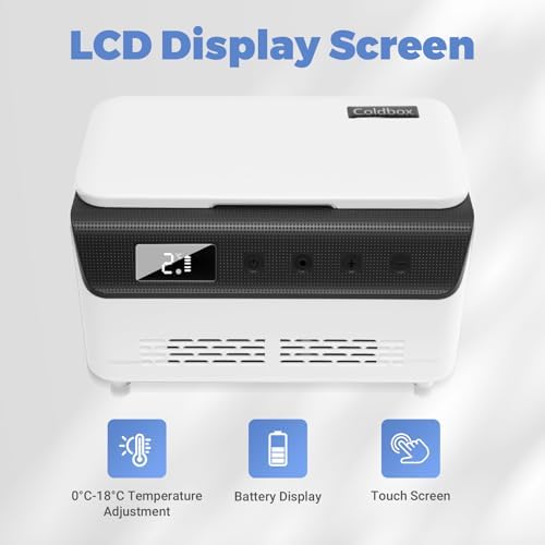 Electric Insulin Cooler Travel Case Box, Mini Insulin Fridge, Portable Insulin Refrigerator Diabetic Cooler Box for 4-5 Pens, 2-18℃ Temperature Control, with Handle, Power Supply, Rechargeable Battery