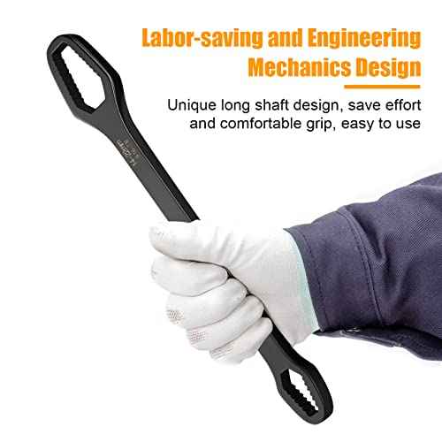 2pcs Black Universal Wrench,8-22mm Universal Torx Wrench,Double-ended Self-tightening Adjustable All in One Tool