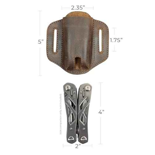 Hide & Drink, Multi-Tool Holder for Belt, Tool Holster for Waist, Pocket Knife Set Case, Outdoor Accessories, Full Grain Leather, Handmade