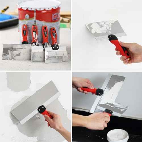 Bates Stainless Steel Putty Knife Set - 5 Pack, 14", 12", 10", 8", 6" Drywall Knives, Scraper Tool