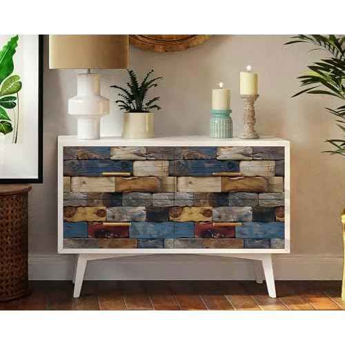 FLFK Faux Wood Bricks Wallpaper,Peel and Stick Wood Grain Wall Mural for Living Room, Bedroom, Kitchen, Office, Apartment Decor 16"x64"