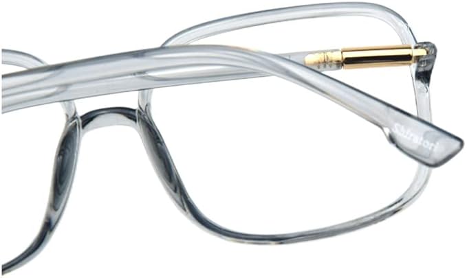 Shiratori Woman's New Retro Blue Light Blocking Glasses Big frame Nerd Eyeglasses Frame Anti Blue Ray Computer Game Glasses Gray