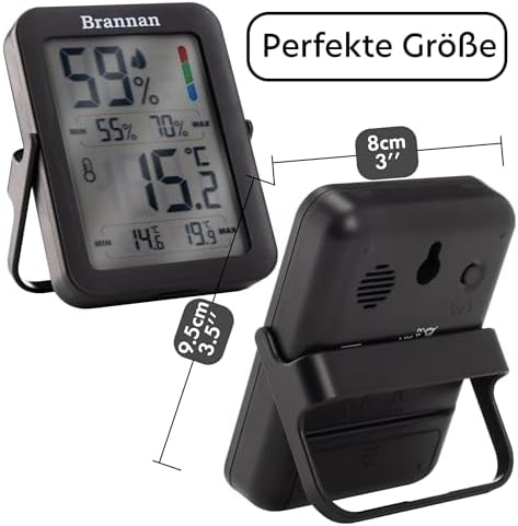 Brannan Max Min Thermometer Room Indoor Humidity Meter Hygrometer - Accurate Room Temperature Maximum Minimum Thermometer Recording Temperature Digital Display to Monitor House Home Office Nursery