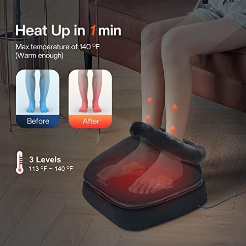COMFIER Shiatsu Foot Massager with Heat,2-in-1 Foot & Back Massager, Feet Massager Machine for Plantar Fasciitis,Neuropathy, Foot Heater,Electric Foot Warmer, Mothers Day Gift for Women,Men