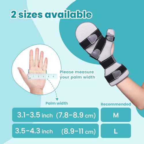 Stroke Hand Brace Splint for Straightening Fingers with 5 Fingers Resting Support,Prevent Fingers Curling, Dupuytren's Contractures, Hand Spasms, Fit Right & Left, Men & Women - M