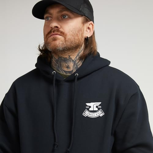 TROLL CO. CLOTHING DHCM Haggler Hoodie, Dirty Hands Clean Money – Men’s Graphic Workwear Hoodie, Cotton Blend, Classic Fit