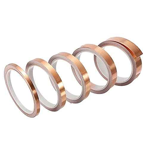 MWRF Source (0.25 inches x 66 ft Copper Foil Tape with Conductive Adhesive; EMI Shielding; Stained Glass; Soldering; Electronics Repair, Slug, Paper Circuits, Grounding