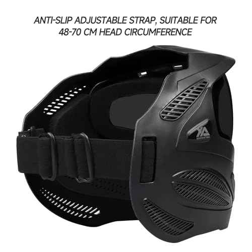 Xaegistac Paintball Mask-Intergrated Sun Visor Airsoft Mask, Wide Field of View, Anti Fog, Adjustable Headband for Paintball, Airsoft
