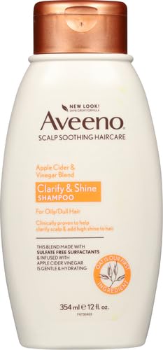 Aveeno Shampoo, 12 Fl Oz, Pack of 2 | Scalp Soothing | Apple Cider Vinegar Blend