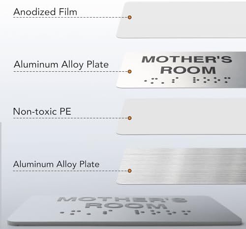 Wellness Room Signs with Raised Text & Grade 2 Braille, Brushed Aluminum/Silver Finish Easy Install with Double-Sided Tape, ADA Compliant Wellness Room Door Sign for Businesses & Offices
