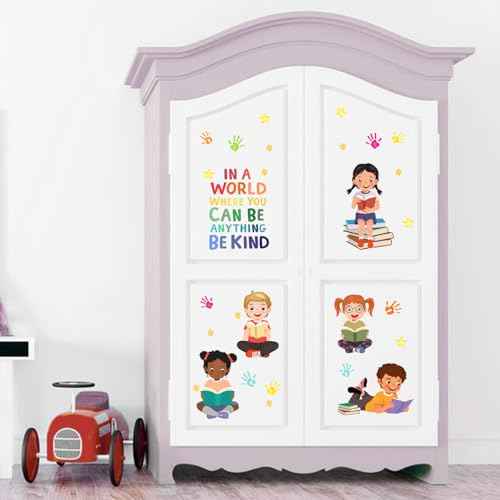 Yovkky Reading Kids Equality Inspirational Wall Decals Stickers, Positive Quote Book Neutral Toddler Nursery Classroom Decor, Diversity Home Decorations School Library Playroom Girls Boys Bedroom Art