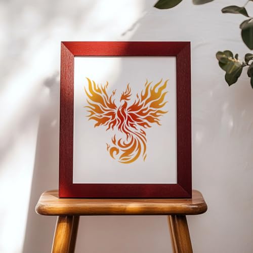 Fire Phoenix Bird Stencil for Painting, 11.8"x11.8" Plastic Winged Phoenix Stencil Drawing Template,DIY Craft Paint Template for Wall Home Decor Wood Burning Card Canvas Fabric Journal Paper
