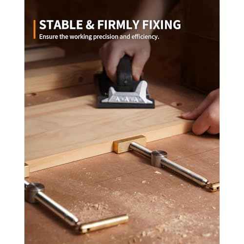 DAYDOOR Bench Dog Clamp, 3/4'' Dog Hole Clamp for Woodworking, Upgraded Adjustable Workbench Stop with Brass Handle (19mm, 2 Pack)