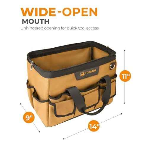 Heavy Duty Tool Bag 14-Inch, 42-Pocket Portable Empty Tool Box Organizer Storage, Anti-Collapse Toolbox Organization, 1200D Oxford Soft Handle Carrying Toolbag, Gifts for Men Father Dad