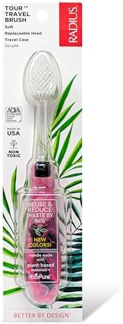 RADIUS Toothbrush Tour Travel Brush, Desert Rose, BPA Free and ADA Accepted, Designed to Improve Gum Health and Reduce The Risk of Gum Disease, 1 Pack