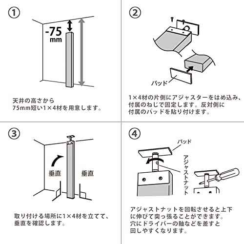 Heian Shindo LABRICO IXK-21 DIY Storage Parts, 1 x 4 Adjuster, Iron, Indoor Use, Black