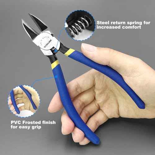 VCELINK Wire Cutter, 6-inch Side Cutter, CR-V Small Flush Cutter, Professional Small Wire Cutter with Spring-loaded for Artificial Flowers, Floral, Jewellery Making, and DIY Model Making