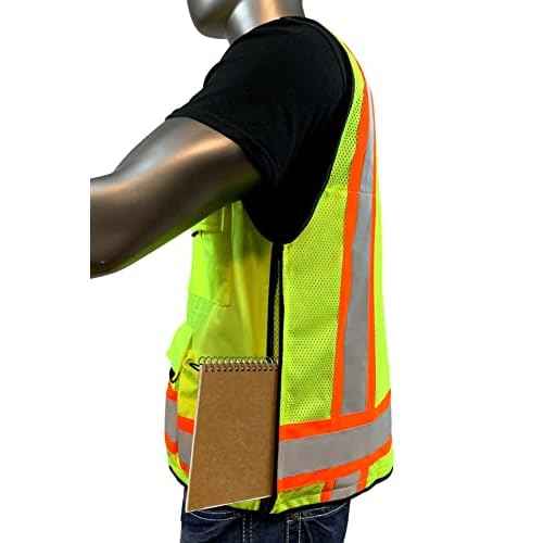 Vero1992 (F Safety Vest For Men's, Engineer High Visibility Vest With Pockets and Zipper, Reflective safety vest