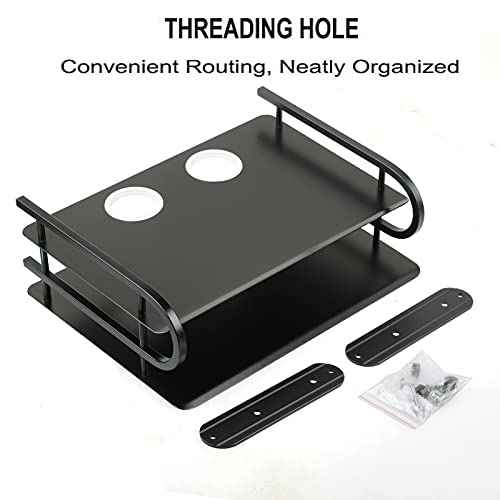 Z-Color Black Metal Double Wireless WiFi Router Storage Box/TV Set Box Shelf Wall Hanging Plug Board Bracket Cable Storage Organizer (Small)