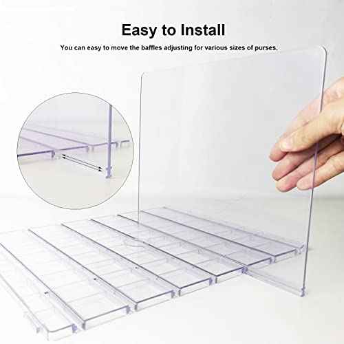Purse Organizer for Closet, Adjustable Clear Shelf Dividers for Closet Organization Plastic Purse Storage Organizer Bag Organizer