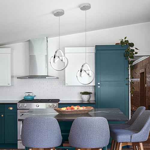 6000K Modern Pendant Light Fixtures, LED Pendant Lights Kitchen Island Lighting Adjustable Height Chrome Hanging Lights for Dining Room Kitchen Bedroom, 1Pack