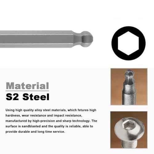 Ball End Hex Head Metric Allen Wrench Screwdriver Bit Set 5PCS 2.5mm 3mm 4mm 5mm 6mm 1/4 Inch Hex Shank 4 Inch/100 mm Length S2 Steel with Magnetic for Power Screwdriver Drill Impact Driver