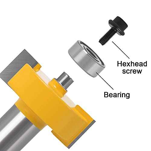 WSOOX 1/2 Inch Shank Rabbet Router Bit Set, 3 Pieces Rabbeting Router Bit with 6 Bearings Set (1/8", 1/4", 5/16", 3/8", 7/16", 1/2" Bearings) (1/2 Inch)