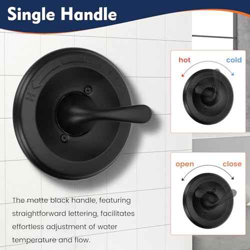 Replacement for DT Classic 13/14 Series Single-Function Shower Valve Trim Kit, T13020-BL Matte Black Shower Handle Set, Fit R10000 Series Shower Valve(Catridge and Valve Not Included)