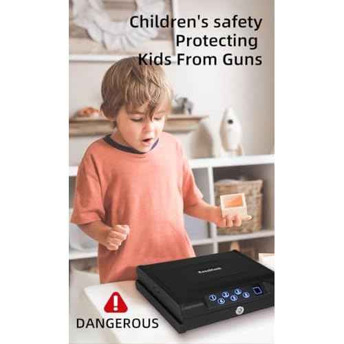 Biometric Gun Safe with 3 Unlock Ways - ¡Â0.1s Fast Fingerprint Access, Voice Prompt Function, Secure Steel Lockbox, Fits Handguns & Revolvers, Perfect for Living Room, Bedroom Storage & In-Car Use