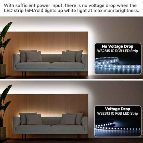 BTF-LIGHTING IP68 Waterproof Outdoor WS2815(Upgraded WS2812B) RGB LED Strip Individually Addressable 5050SMD Dual Signal DC12V 16.4ft 300Pixel Can Work Under Water Black PCB(No Adapter or Controller)