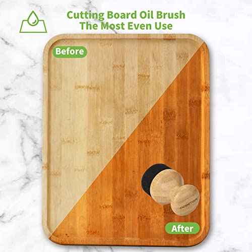 2Pack Cutting Board Oil Wax Applicator for Food Grade Mineral Oil Board - Natural Bamboo Applicator for Cutting Boards£¬Wooden Spatula£¬Spoon and Other Utensils