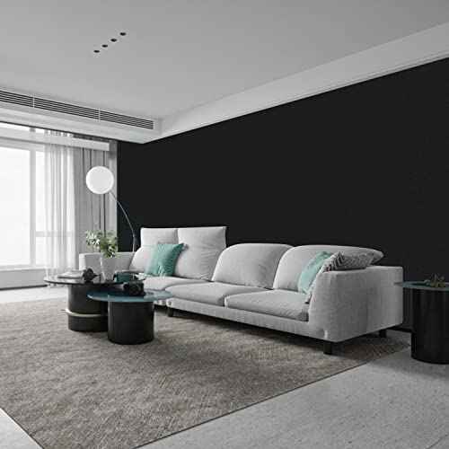 Black Contact Paper - 15.7 x 98 Inch Peel and Stick Wallpaper, Matte Black Wallpaper, Self Adhesive and Removable Decorative Contact Paper for Cabinets,Stand Liner, Table and Door Makeover Decor