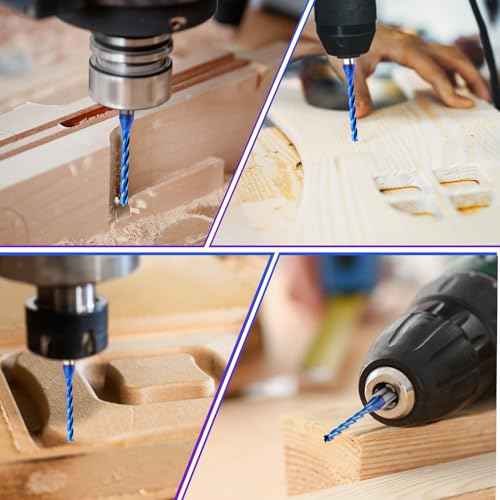 1/8 inch Extra Long CNC Router Bits 1/4 inch Shank 1/8'' Cutting Dia Spiral Upcut CNC Bits, 4PCS 3-Flutes Carbide End Mills with Coating Spiral Router Bits for Wood PVC Engraving