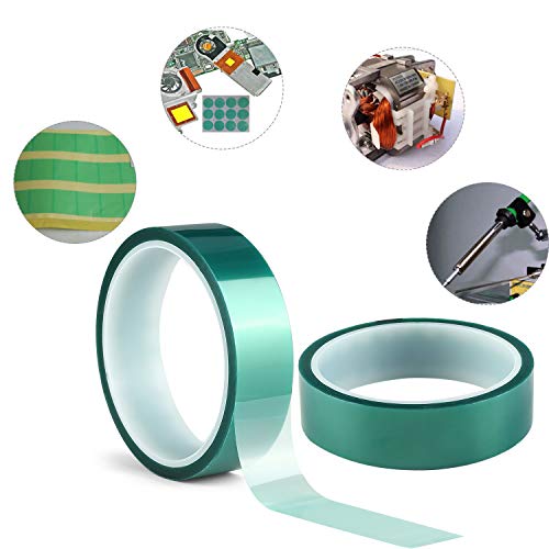 3 Roll Polyester High Temperature Masking Tape,PET Tape with Silicone Adhesive,Ideal for Painting,Powder Coating,Anodizing,Circuit Boards(Green,1/2 inches X 82 Feet)