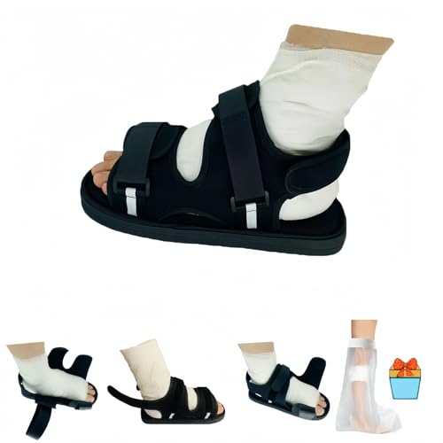 Medical open-toe plaster shoe, postoperative recovery shoes, plaster shoe covers medical boots suitable for foot sprains, ankle fractures, toes, suitable for left and right feet(L)