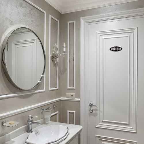 3PCS Bathroom/Laundry Room/Pantry Door Signs Sticker, Self-Adhesive Weatherproof and Fade-Resistant Vinyl Bathroom Door Decal Decor for Home, House, Business, Office, Apartment£¨9" x 3.5"£©