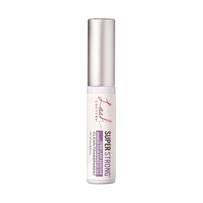 Kiss Lash Couture Super Strong Strip Lash Adhesive, Clear, 0.17 Oz (5 g), 24 Hour Mega Grip Eyelash Glue for Clusters, Extensions & Strip Lashes, with Brush Applicator, Biotin-Infused, Latex-Free