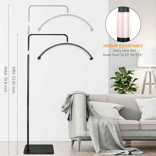 NATURALRISE LED Floor Lamp£¬Half Moon Lash Light for Eyelash Extensions, Nail Art & Tattoos | 3 Color Temperatures, 10-100% Dimming, Height Adjustable Reading Lamp for Bedroom, Office, Makeup Studio