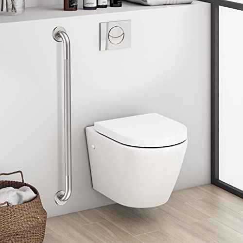36 Inch Anti Slip Shower Grab Bar, Munzong 2 Pack Brushed Nickel Bathroom Grab Bar, Knurled Bathroom Balance Bar,Safety Hand Rail Support Handicap Elderly Injury Senior Assist Bath Handle