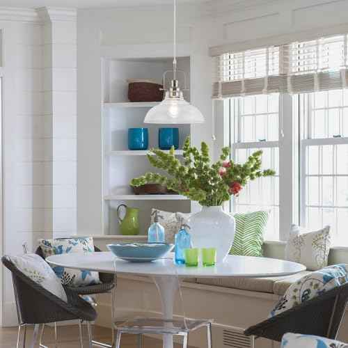 WILON Brushed Nickel Glass Pendant Lights Kitchen Island Lighting, Modern Hanging Lamp for Sink Dining Room Over Table Hallway Entryway Bar Foyer Bathroom
