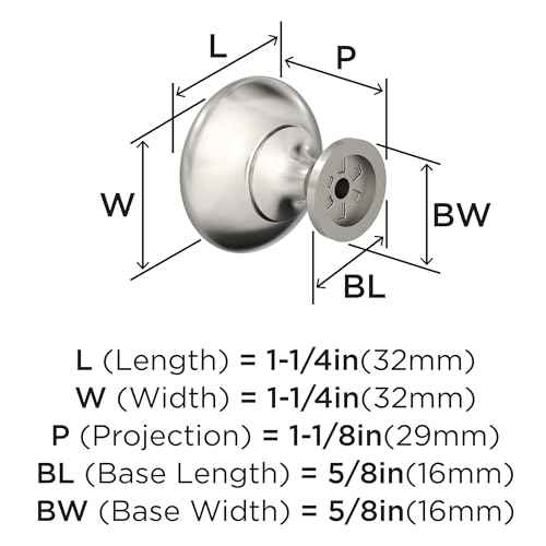 Amerock Edona 1-1/4 inch (32mm) Diameter Polished Nickel Cabinet Knob - 25 Pack