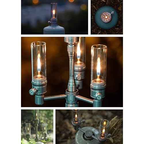 CAMPINGMOON Gas Candle Lantern w/ EN417 Lindal Valve Standrad Camping Canister T-1D