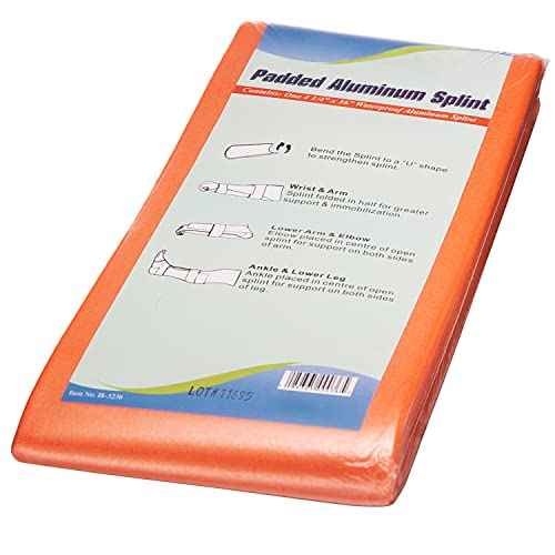 NOVAMEDIC Pack of 5 First Aid Padded Universal Aluminum Splints - 36 inch, Brace for Splinting Hands, Legs, Wrist, Ankle and Fractured or Injured Limbs, Flat Folded, Waterproof
