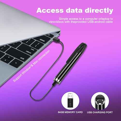 Mini Camera Pen Camera, HD 1080P Small Security Camera, 64GB Rechargeable Nanny Cam