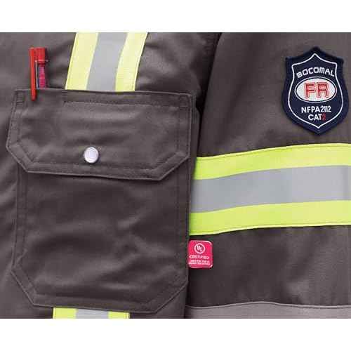 BOCOMAL FR Shirts High Visibility/Hi Vis Flame Resistant/Fire Retardant Shirt 7.5oz Men's Reflective Shirts