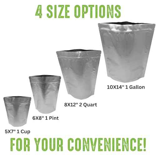 50 Mylar Bags for Food Storage, Airtight 7-Mil Thick Gusseted Zip Lock, Long Term, Reusable, Emergency Food Supply & Freeze Dryer Bags - 1 Pint 6x8 Inch