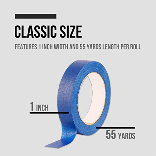 Lichamp 4 Pack Blue Painters Tape 1 inch, Blue Masking Tape 1 inch x 55 Yards x 4 Rolls (220 Total Yards)