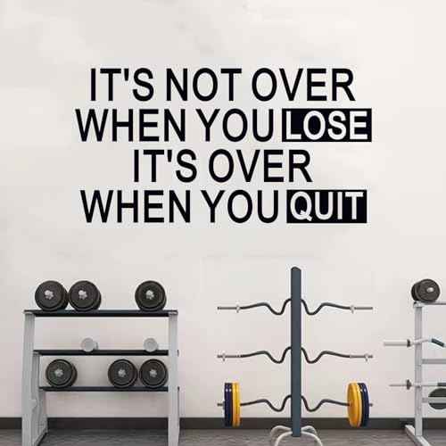 SEATUNE Gym Inspirational Quotes Wall Stickers - Positive Motivational Office Wall Decals - Workplace Home Vinyl Art Wall Decor - It's Not Over When You Lose It's Over When You Quit 21"X11"