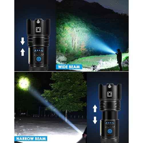 Flashlights High Lumens Rechargeable, 99000 Lumens Bright Flash Light, Powerful LED Flashlights, 15h Runtime, IPX7 Waterproof Flashlights for Home, Camping, 7 Modes