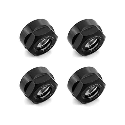 QWORK ER20 A Collet Clamping Nuts for CNC Milling Chuck Holder Lathe, 4 Pack (Black)